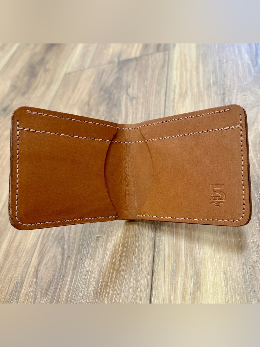 Five Mile Mercantile USA Made Leather Bifold Wallet 3 Pocket, Coffee Brown